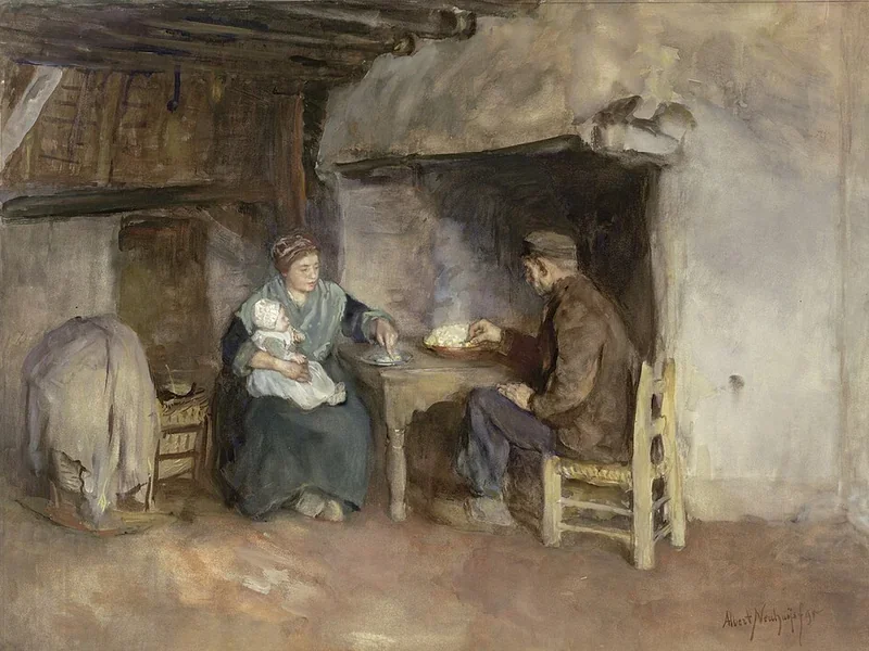 1844-Albert Neuhuys - Pranzo in una famiglia di agricoltori